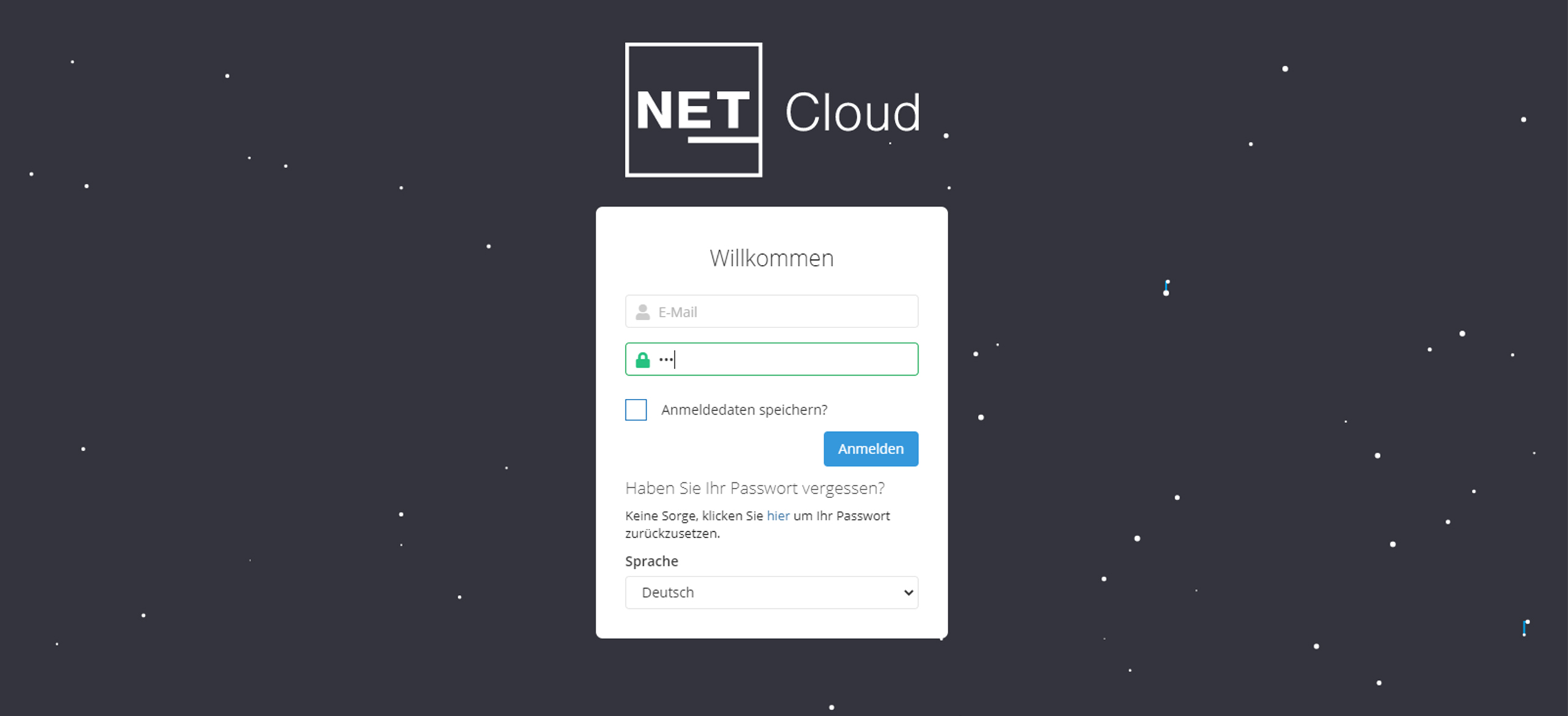Login Maske in NET Cloud